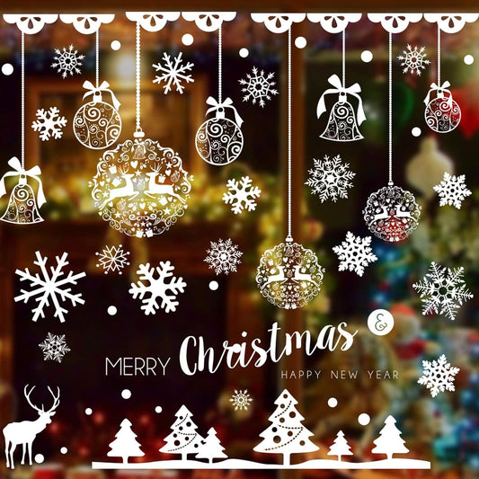 275 Pcs Christmas Window Clings Static Snowflakes Window Clings Decals