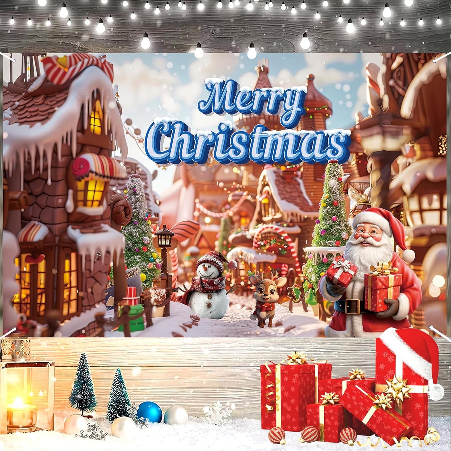 Christmas Backdrop Merry Christmas Party Decoration Background Photo Props for Winter New Year Xmas Eve Family Party Decoration (Red & White)