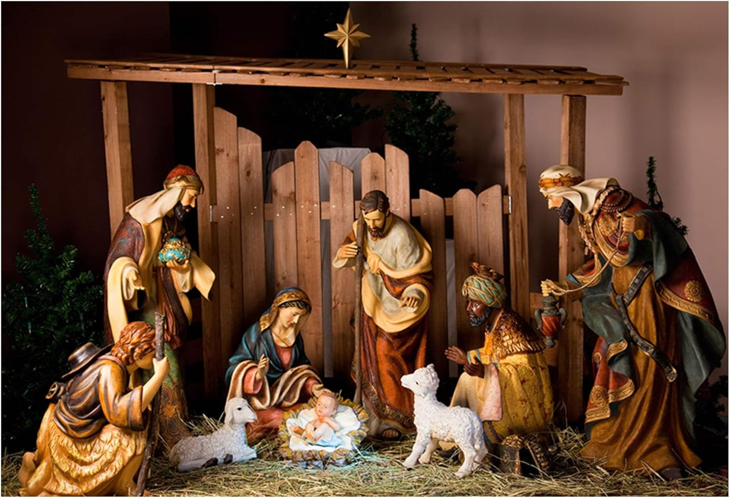 7x5ft Christmas Manger Scene Photography Backdrop Holy Night Nativity Photographic Background Merry Xmas Portrait Photobooth