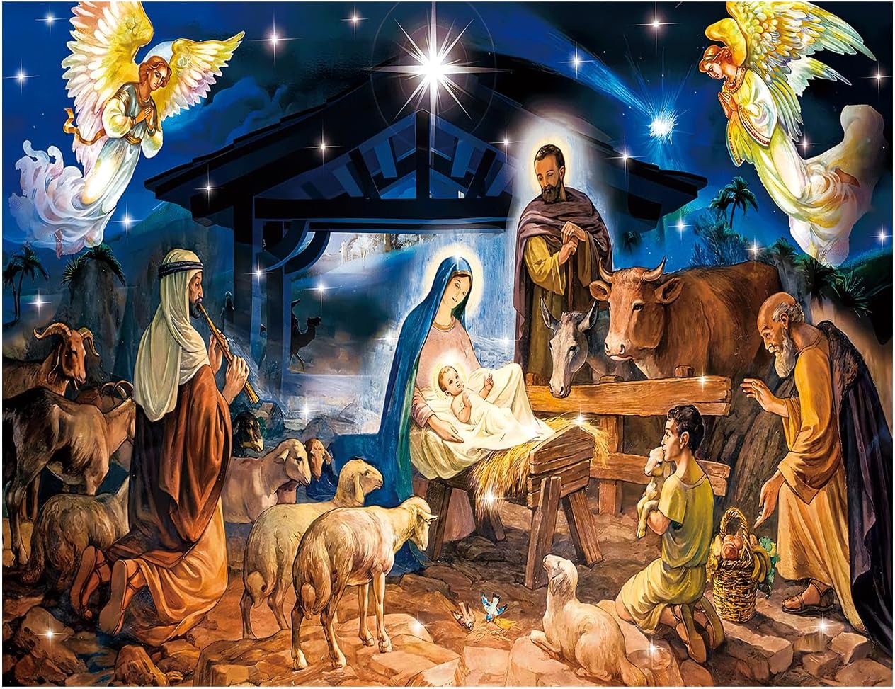 7X5FT Christmas Decoration Christmas Religious Backdrop Holy Nativity Photography Background