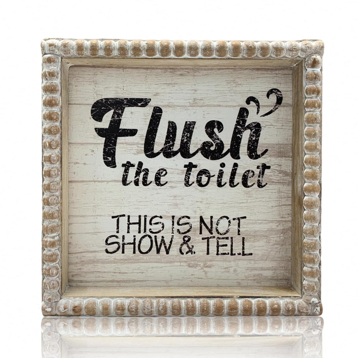 6.3" Flush Toilet Sign Bathroom Rules White Black Decor Signage