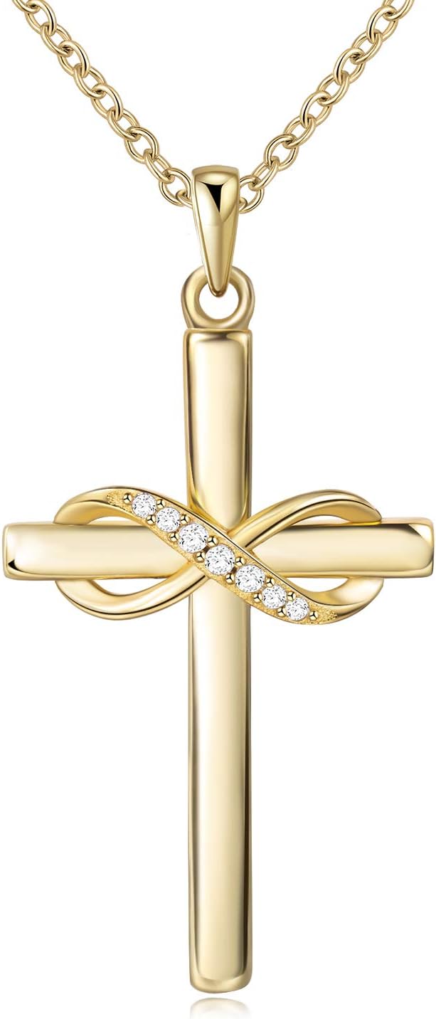 Silver Cross Necklace for Women Infinity Necklace 14K Rose Gold Plated Necklaces for Festival, Vacation or Holiday