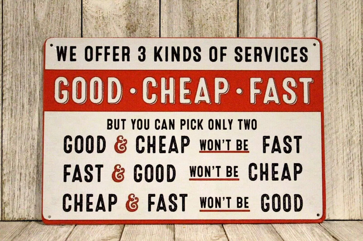 Good Cheap Fast Service Tin Metal Sign