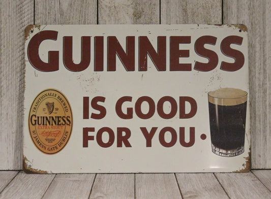 Guinness Beer Tin Sign Metal Bar Irish Pub Vintage Rustic Look is Good for You