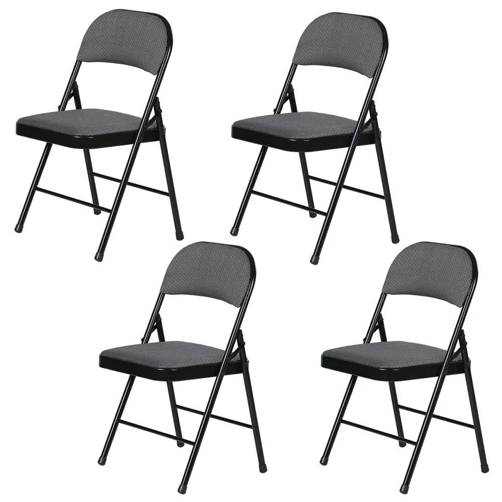 4 pieces Fabric Padded Folding Chair Gray: Metal Frame, Polypropylene