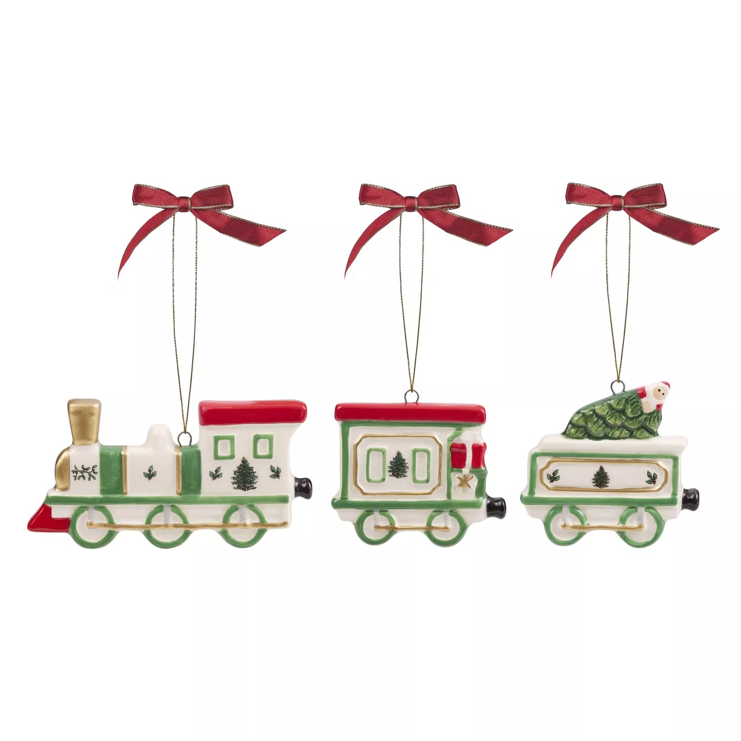 Christmas Tree 3 Piece Ornament Train Set, Hanging Ornament