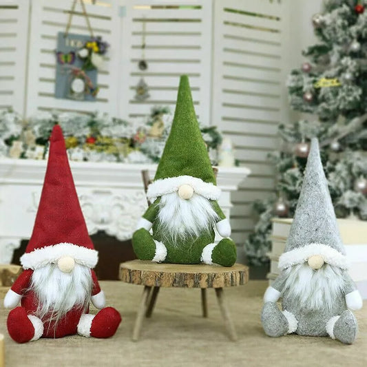 3pcs Christmas Faceless Gnome Santa Plush Dolls Xmas Ornament Toy Table Decor