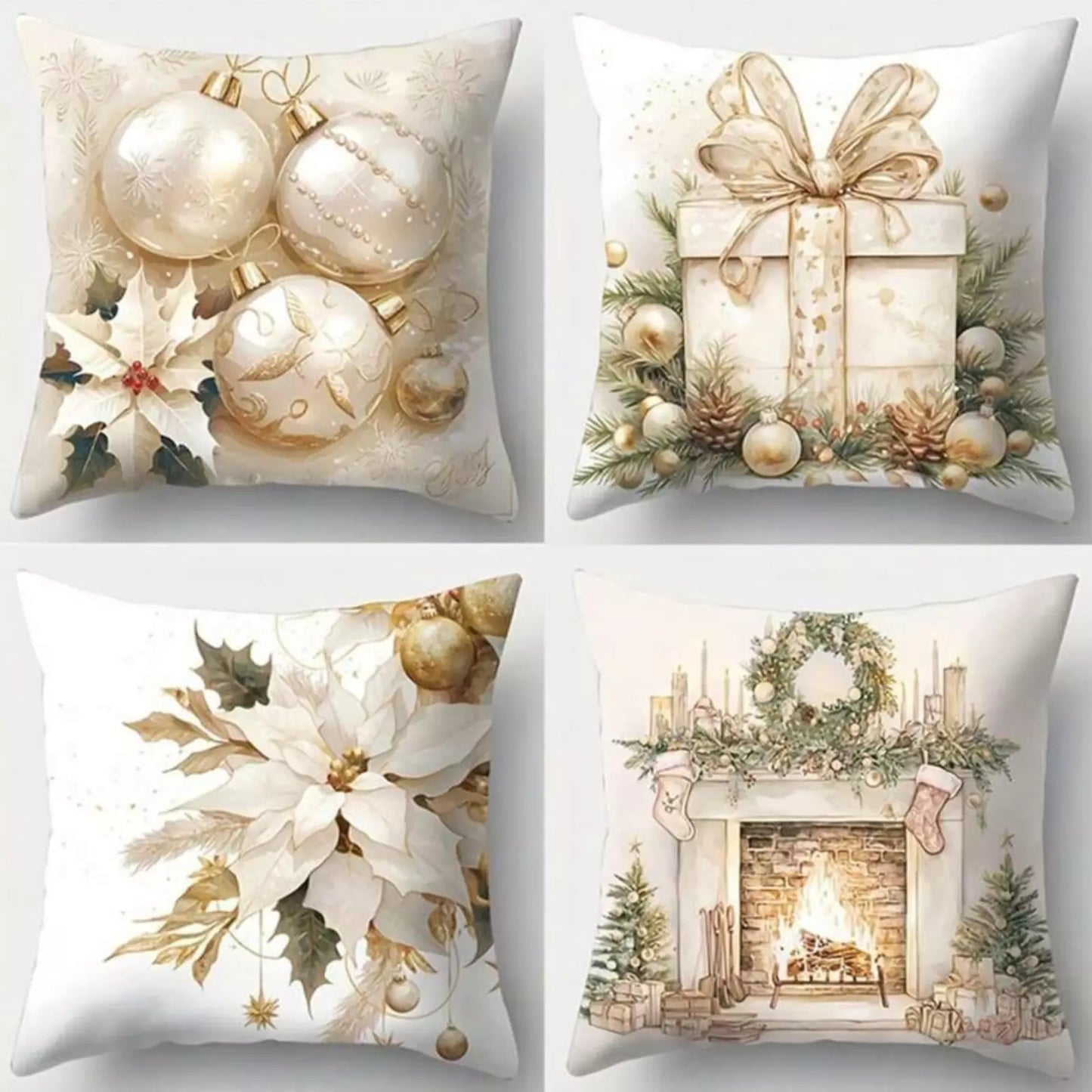 Holliday Pillow Covers 4pcs Set Gold Christmas Decoration Pillowcase For Home