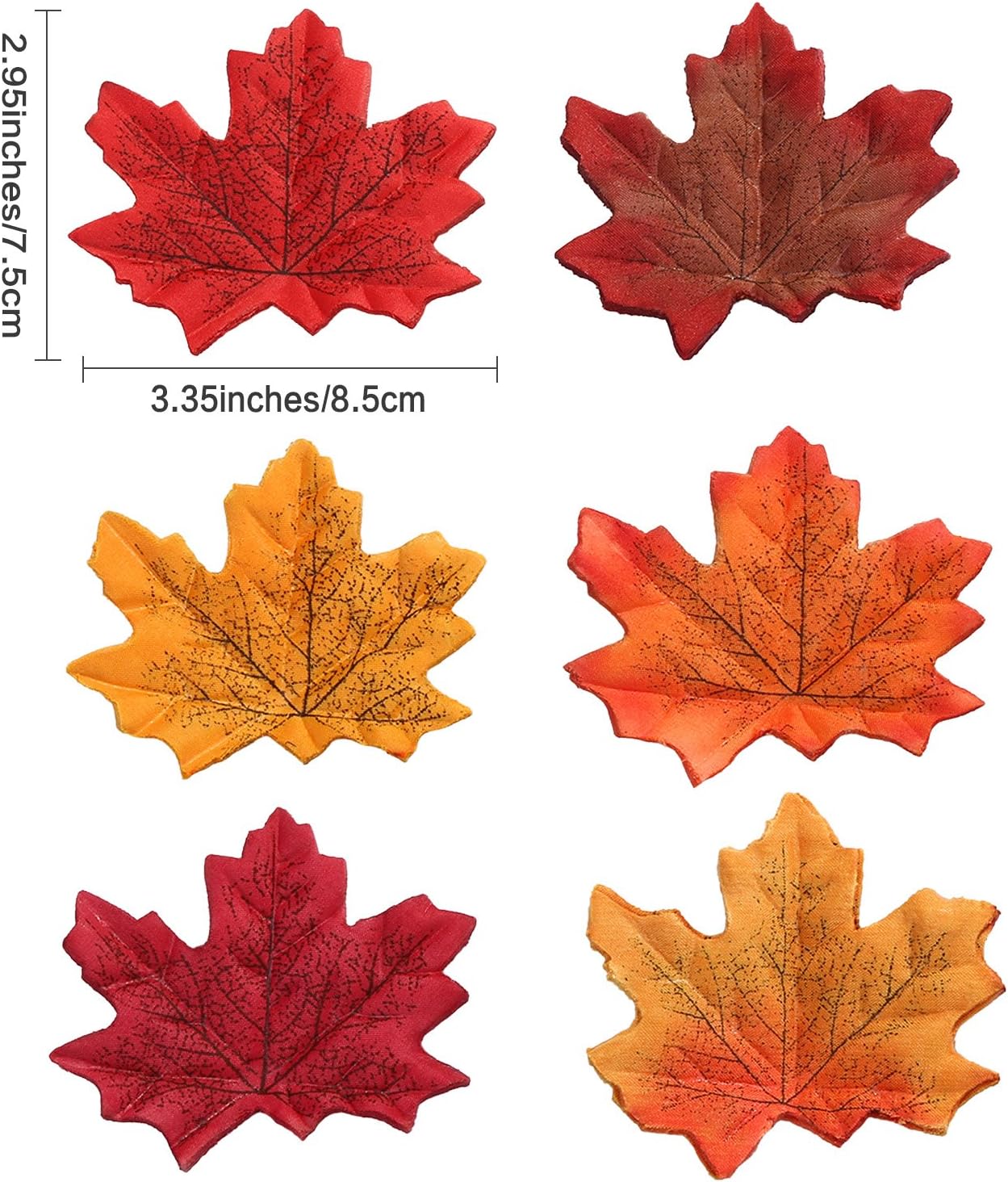 300 Pieces Artificial Autumn Maple Leaves Mixed Fall Colored Leaf