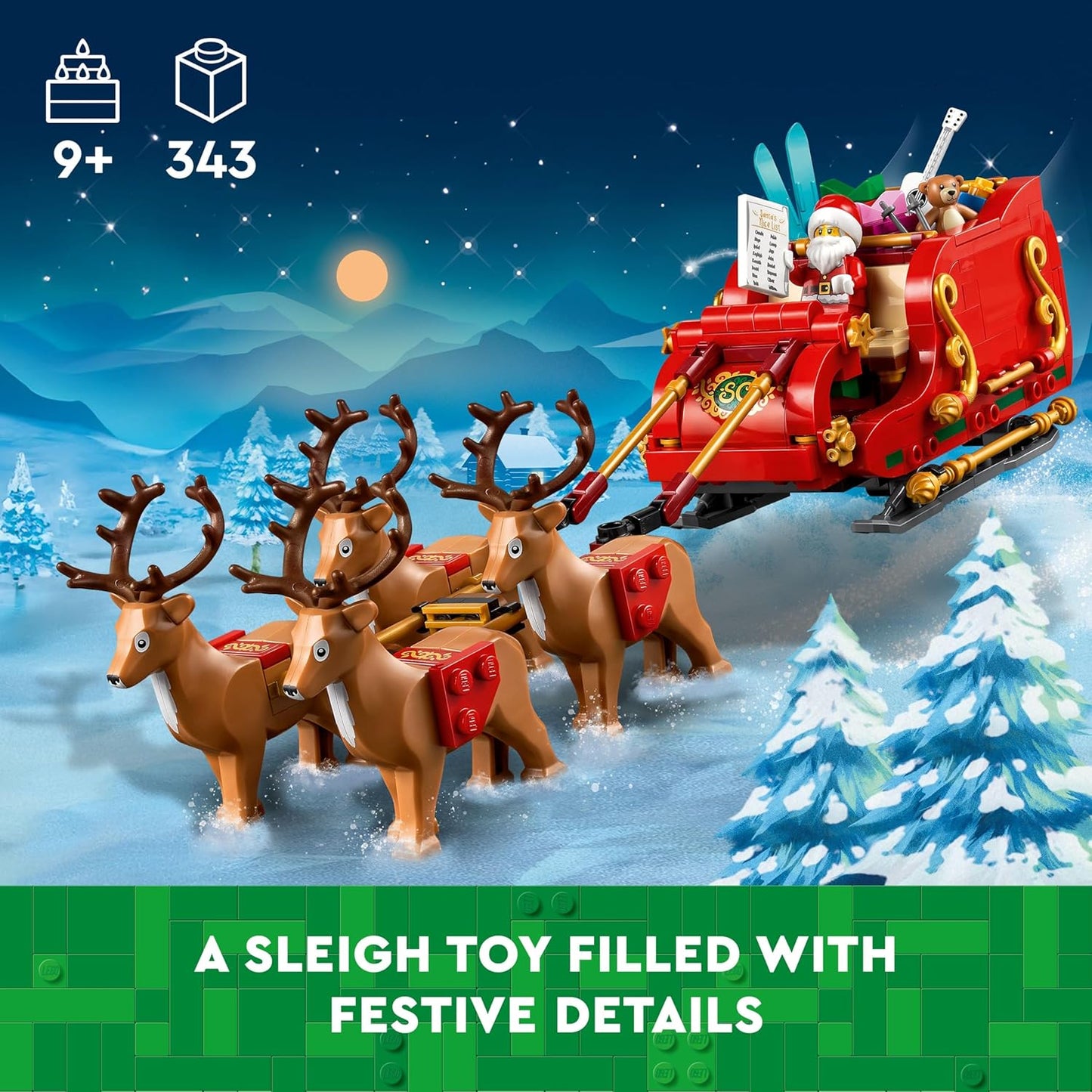 LEGO Santa’s Sleigh Christmas Toy Building Set for Kids Ages 9-13, Comes with a Santa Figurine & Reindeer