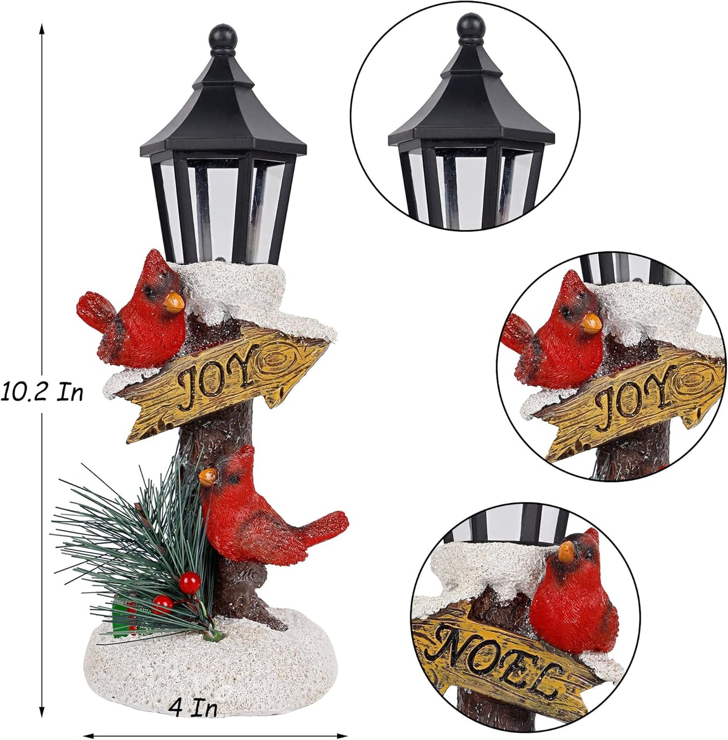 2 Pack Christmas Lighted Table Decorations, Tabletop Figurine, Battery Operated (Red Cardinal)