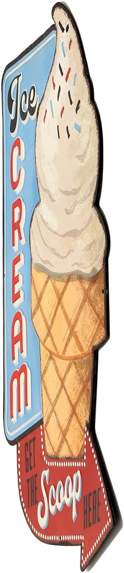 Ice Cream Get the Scoop Here Embossed Metal Sign - Vintage Diner Ice Cream Sign