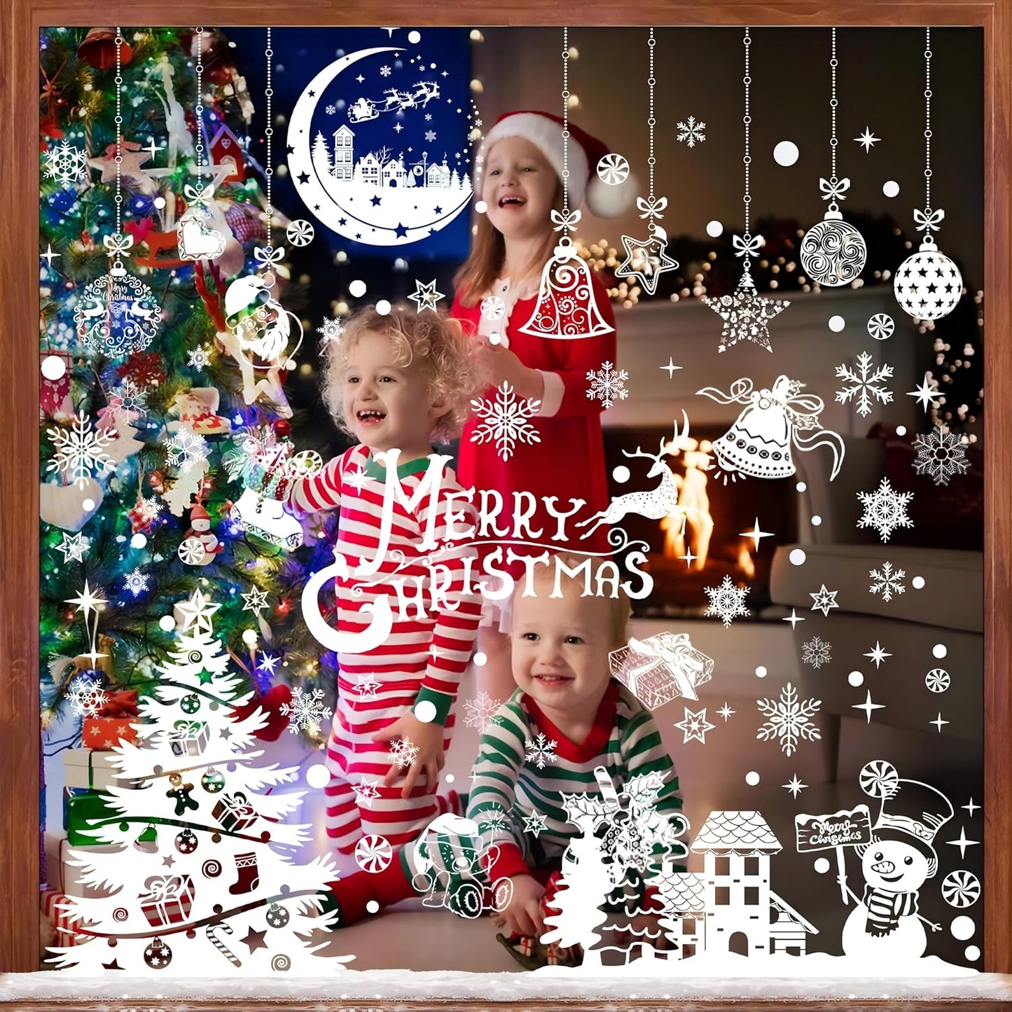 202 PCS Reusable Christmas Window Stickers for Glass