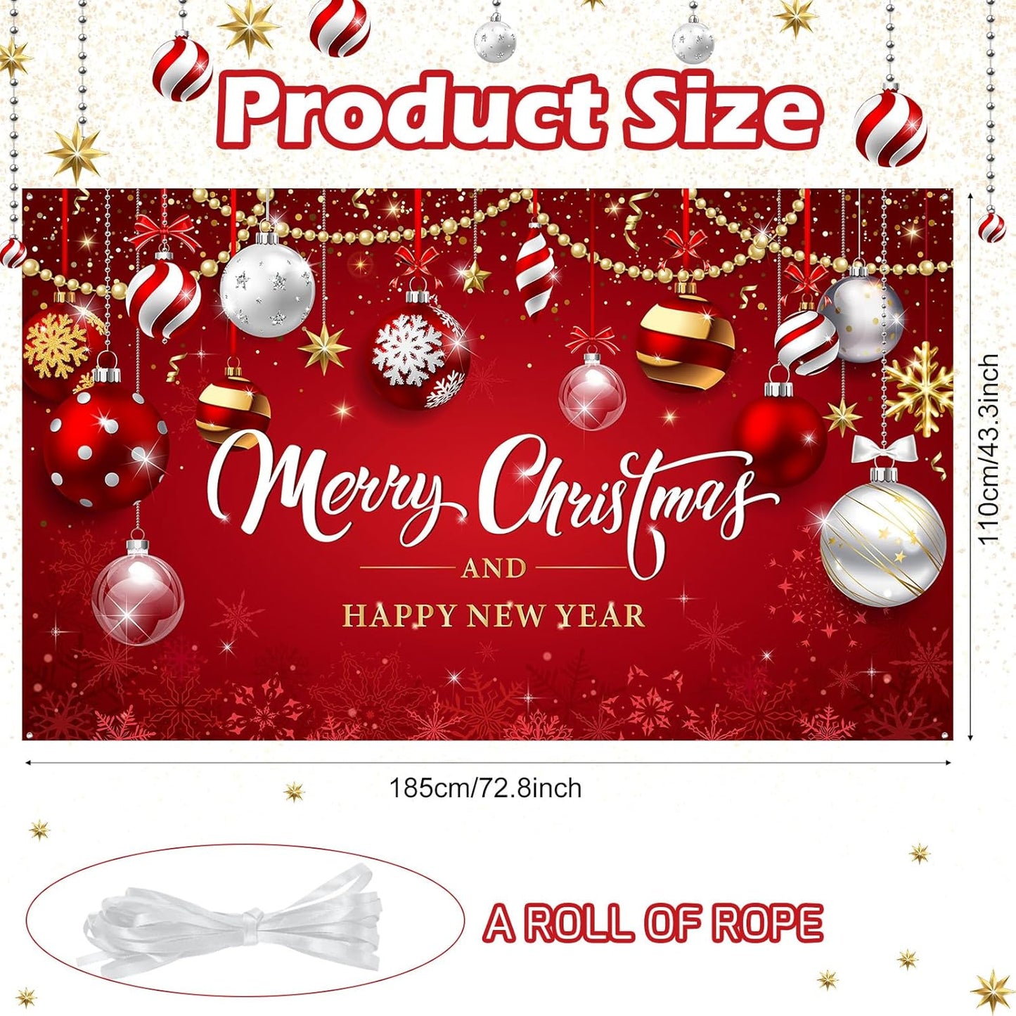 Merry Christmas Party Decoration Christmas Photo Banner Signs Xmas Party Decoration Supplies (Ball)