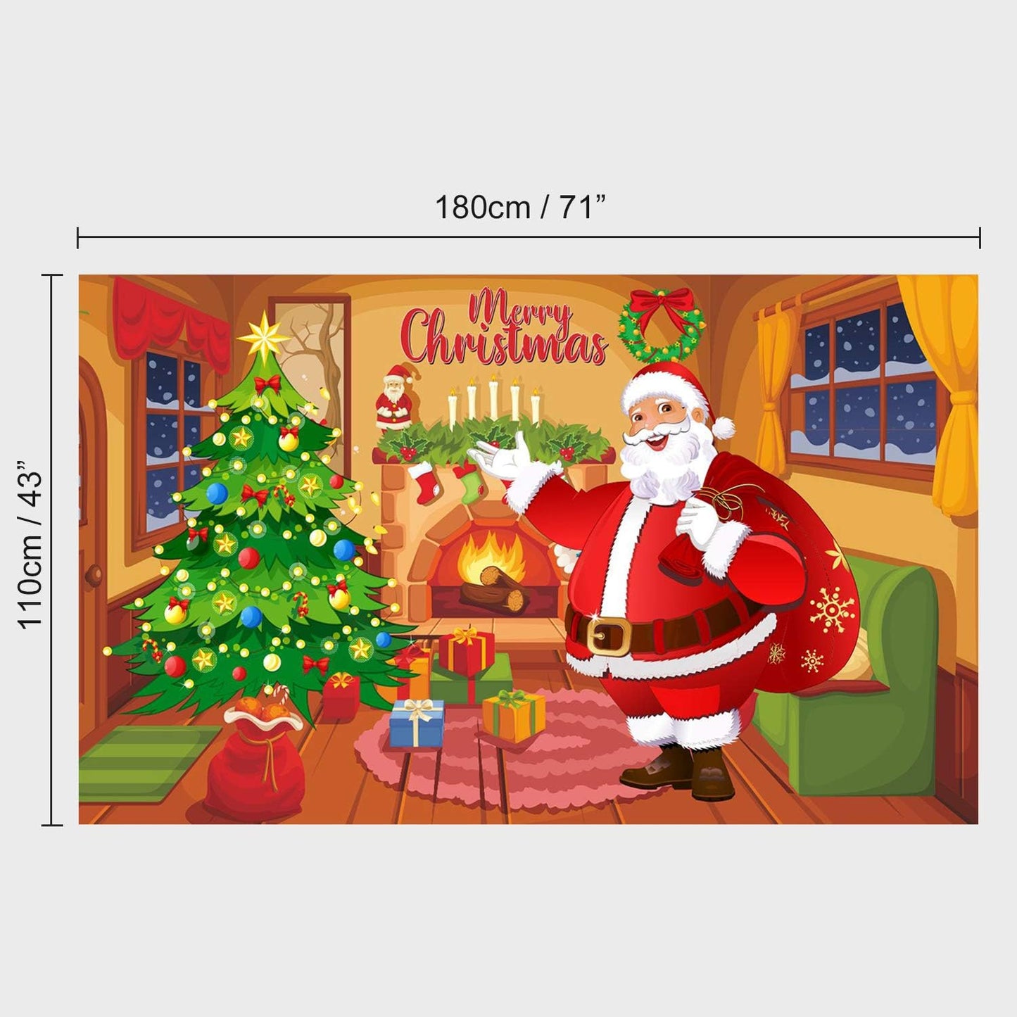 Christmas Santa Claus Banner Large Merry Xmas Door Cover Backdrop Decor Holiday Fabric Background