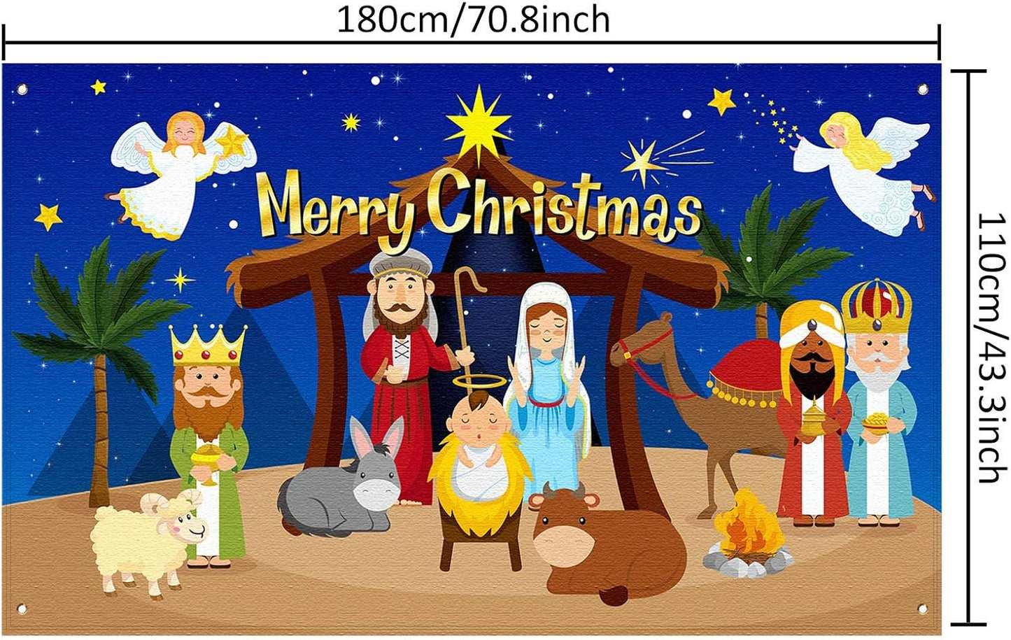 Christmas Nativity Scene Backdrop Christian Religious Background Xmas Photography Booth Prop