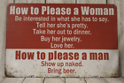 How to Please a Woman Man Tin Sign Metal Funny Vintage Rustic Style