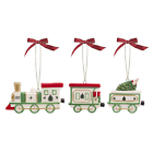 Christmas Tree 3 Piece Ornament Train Set, Hanging Ornament