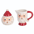 SANTA CLAUS Christmas Ceramic CREAMER & SUGAR of 2 NEW NIB