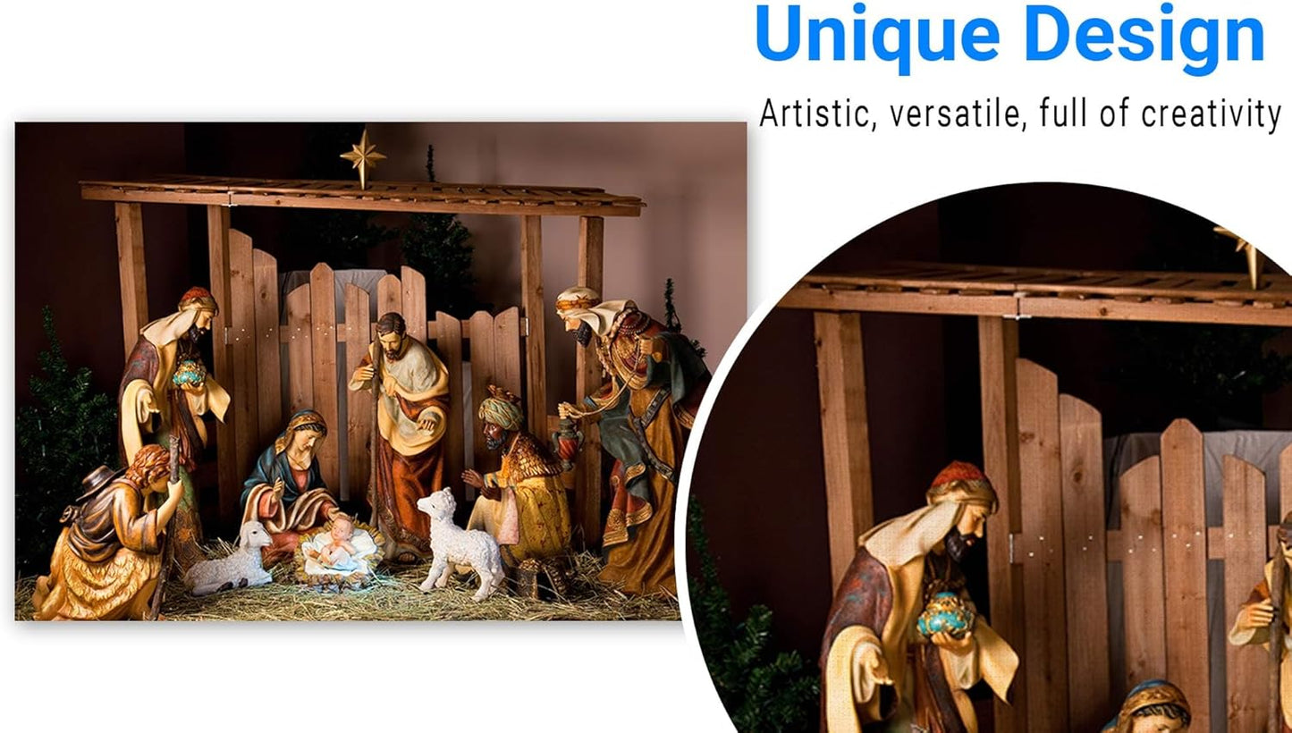 7x5ft Christmas Manger Scene Photography Backdrop Holy Night Nativity Photographic Background Merry Xmas Portrait Photobooth