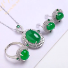 4pcs Set Earrings Ring Pendant Necklace Charm 18K White Gold Plated Jewelry Gifts