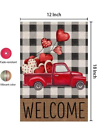 Happy Valentines Day Garden Flag 12×18 Inch Double Sided Red Truck Heart