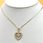 14K Gold Plated Crystal Icy CZ LOVE HEART Pendant & Chain Necklace