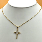 14K Gold Plated Cross with Heart Pendant & Chain Necklace. Love Jesus