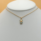 18K Gold Plated Blue Bear Teddy Necklace Earrings Ring Set For Kids Jewelry Girls