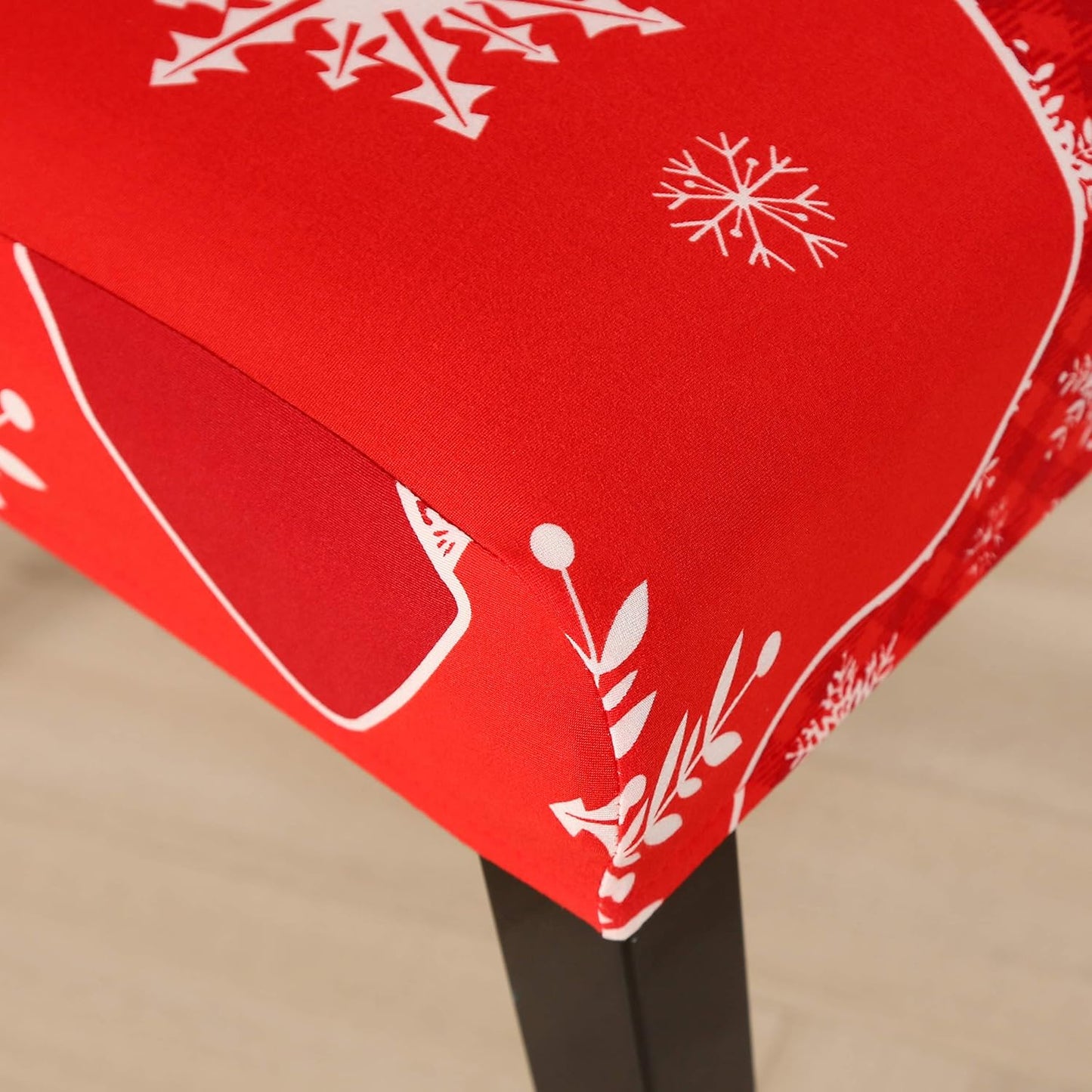 4PCS Stretch Removable Washable Dining Room Chair Protector Slipcovers Christmas Decoration/Home Decor Dining Room Seat Cover