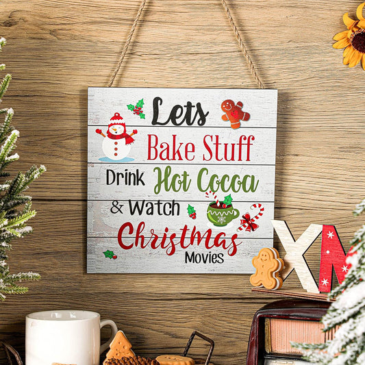 Christmas Hanging Wooden Sign Christmas Coffee Wall Decor Wood