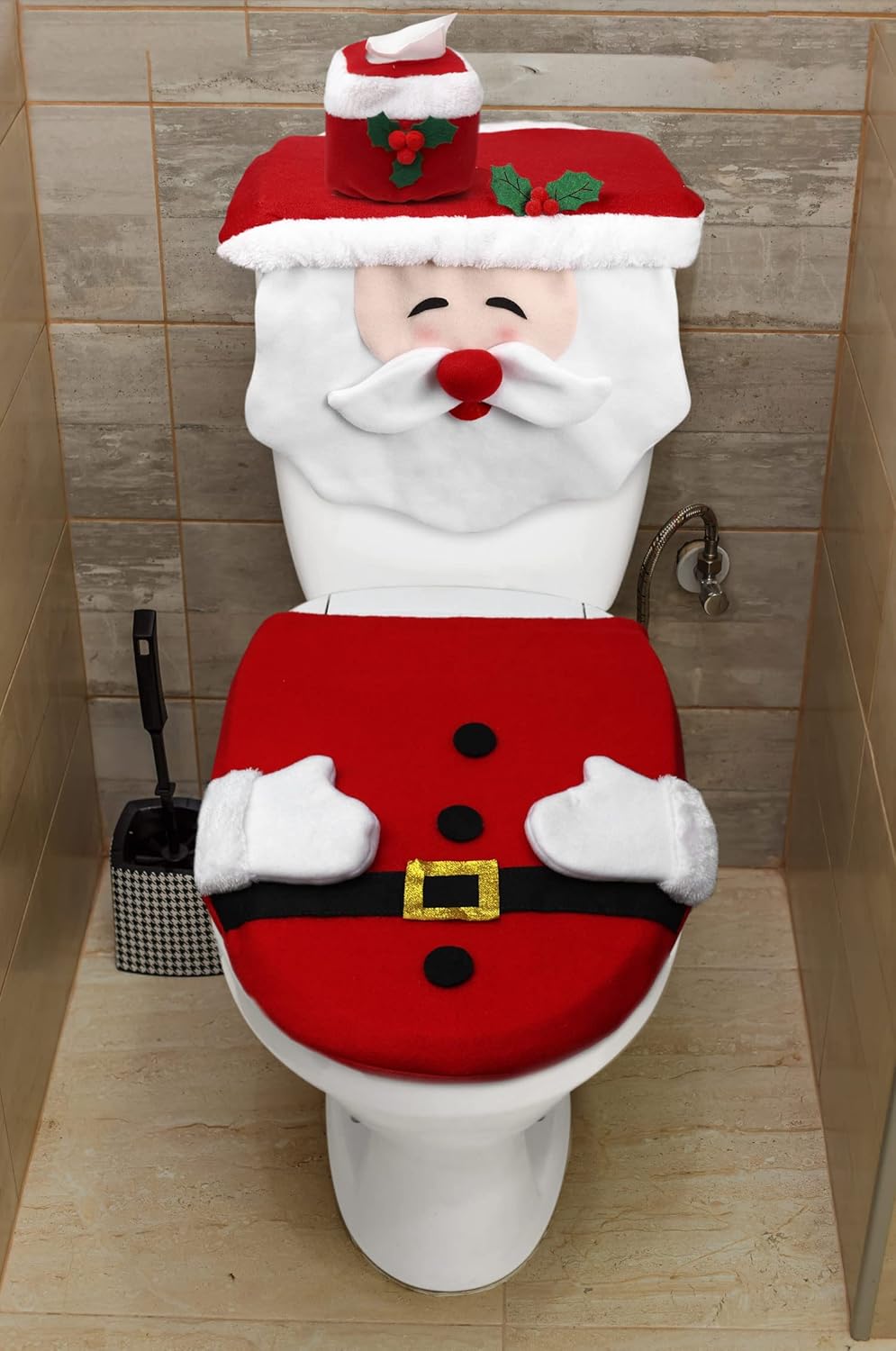 4Pcs Xmas Santa Toilet Seat Cover and Towel,Christmas Decorations Clearance