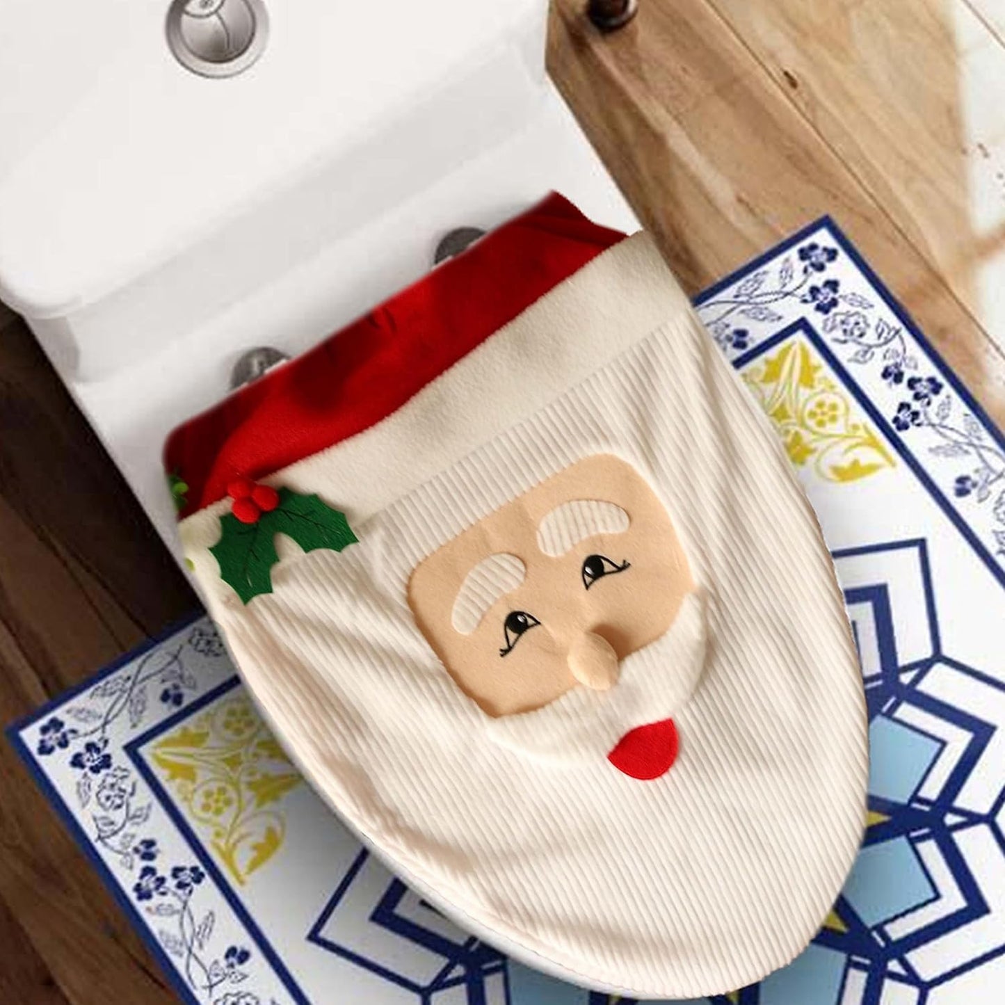 Christmas Santa Claus Toilet Seat Cover, Bath Bathroom Home Decoration Smile Santa Claus Toilet Seat Cover Decors