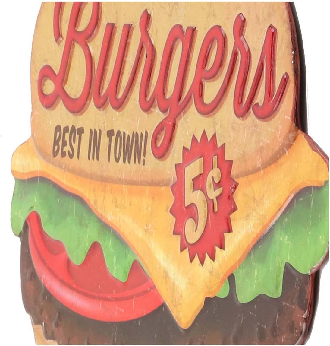 Enjoy Our Burgers Embossed Metal Sign