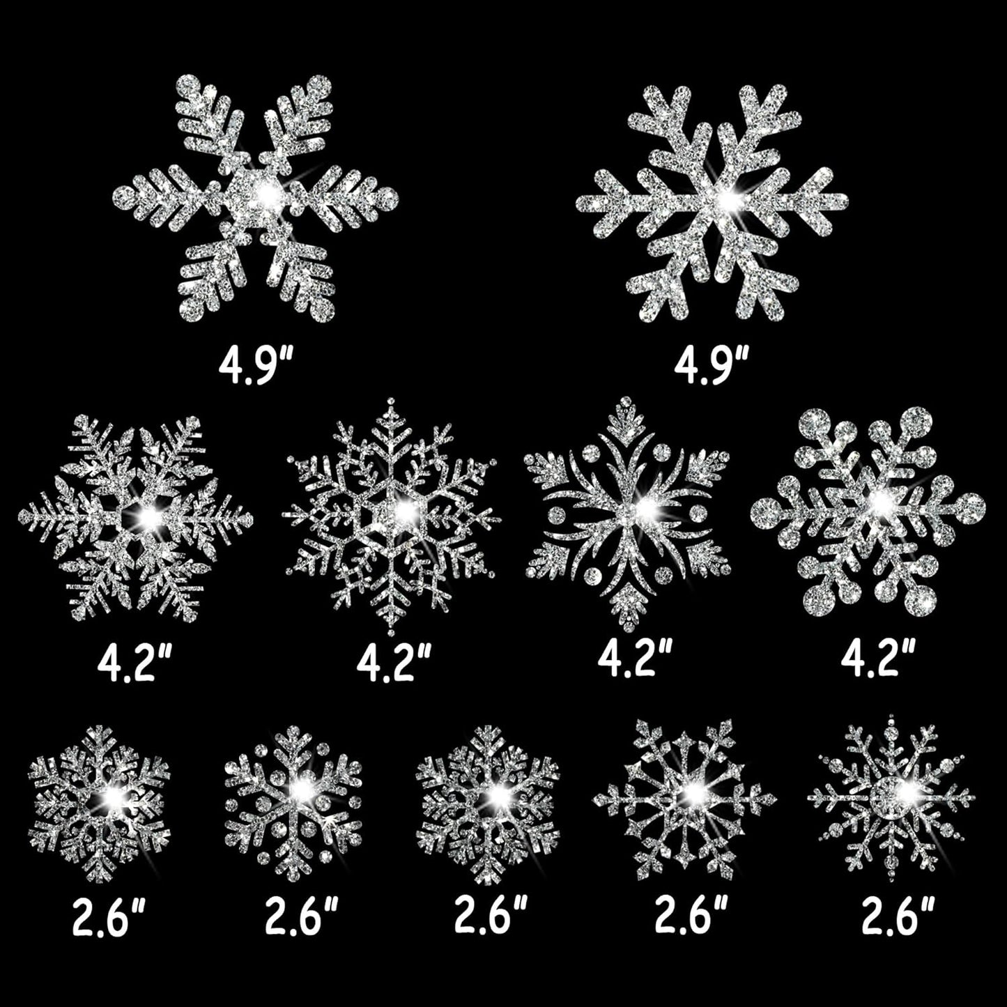 147PCS Silver Sparkling Christmas Window Clings Winter Wonderland Decorations for Home Christmas Party (Glitter Snowflake)