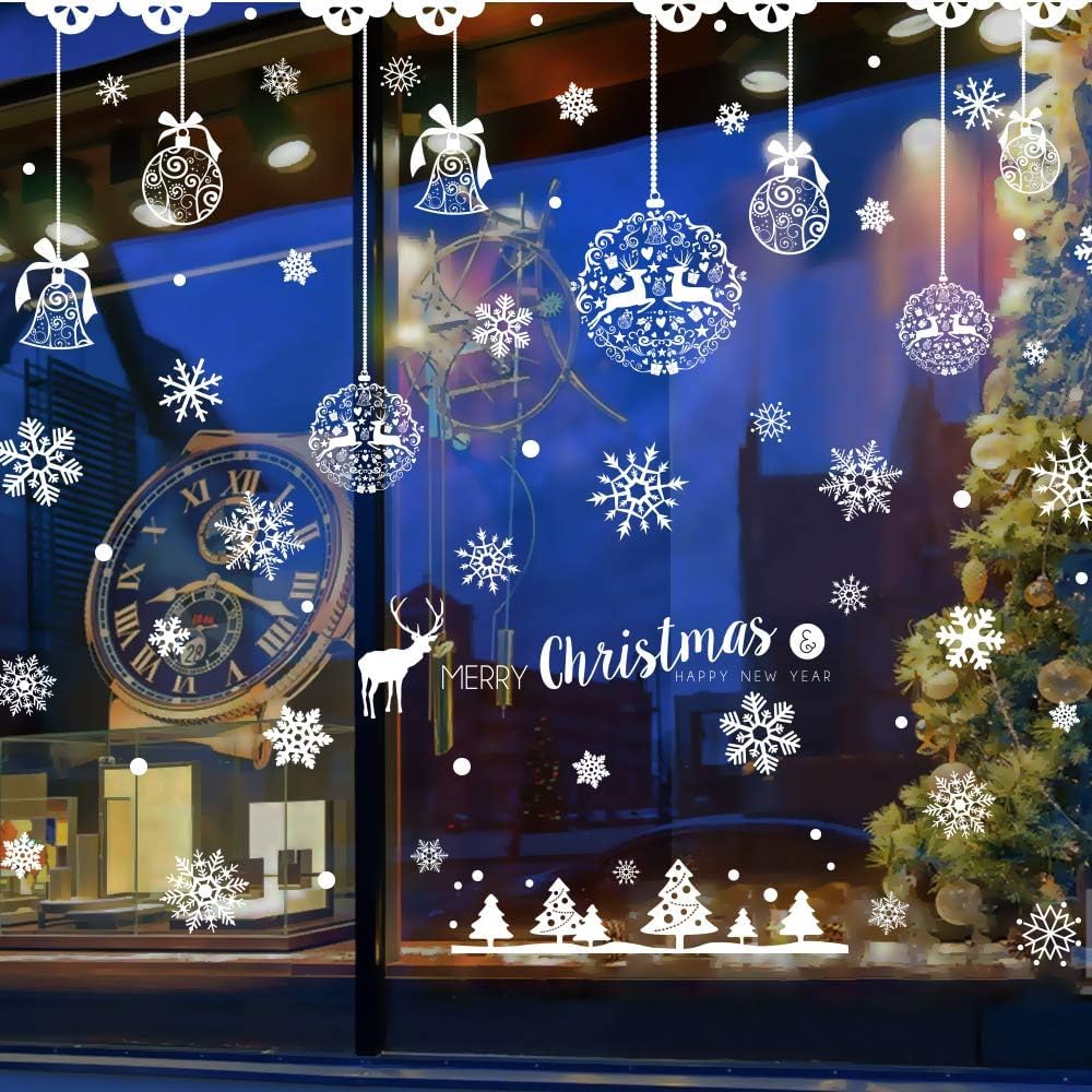 275 Pcs Christmas Window Clings Static Snowflakes Window Clings Decals