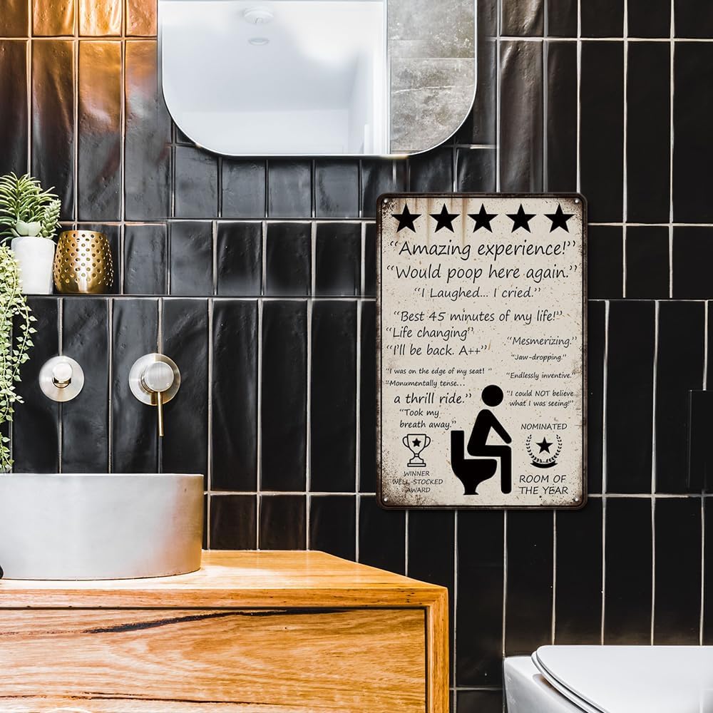 5 Stars Would Poop Here Again Bathroom Sign, Metal Tin Signs Vintage for Bathroom