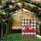 Happy Valentines Day Garden Flag 12×18 Inch Double Sided Red Truck Heart