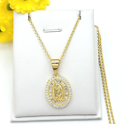 14K Gold Plated Our Lady of Guadalupe Crystal Medal Necklace Virgen Guadalupe