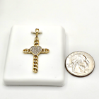 14K Gold Plated Cross with Heart Pendant & Chain Necklace. Love Jesus