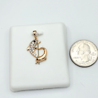 18K Gold Plated Jewelry Heart Couple Dolphin Pendant & Chain. Necklace Gift