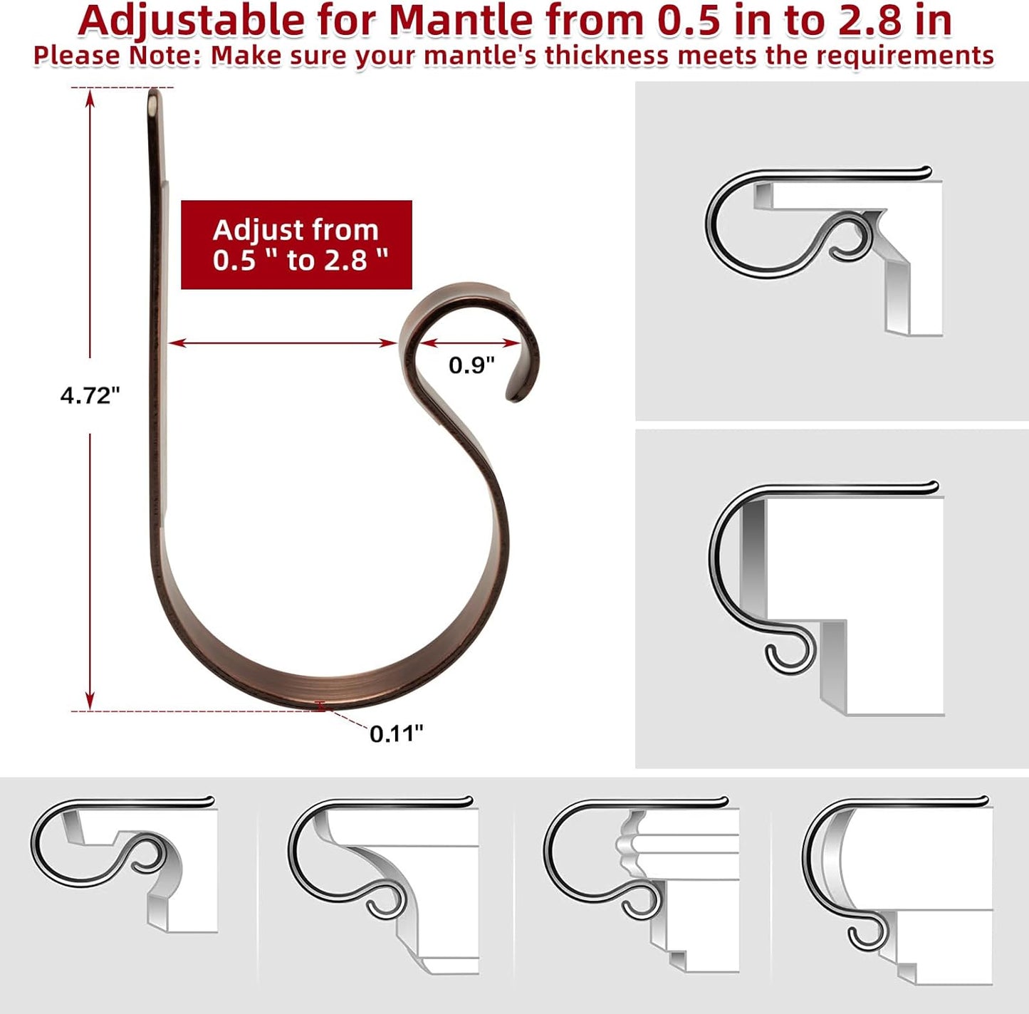 Christmas Stocking Holders for Mantle Set 4,Lightweight Stocking Holder No-Slip Stocking Hangers