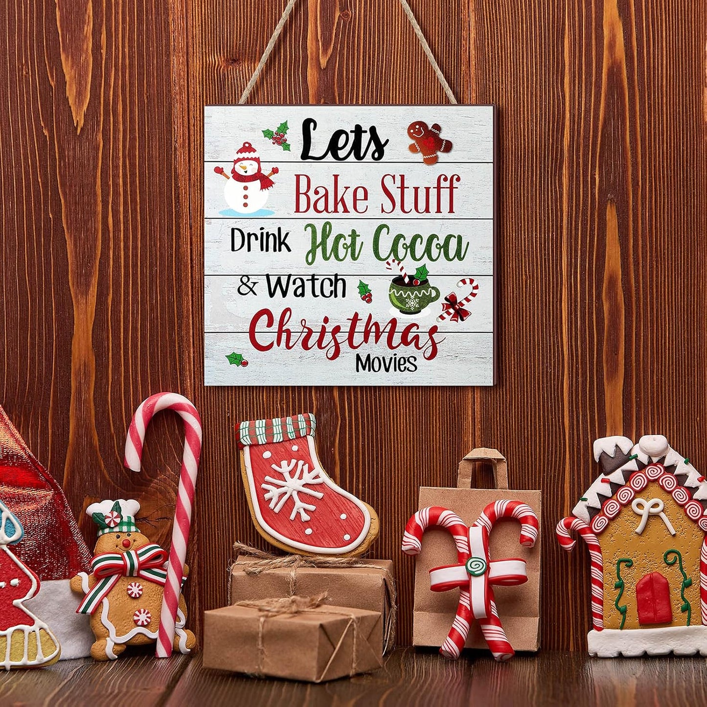 Christmas Hanging Wooden Sign Christmas Coffee Wall Decor Wood