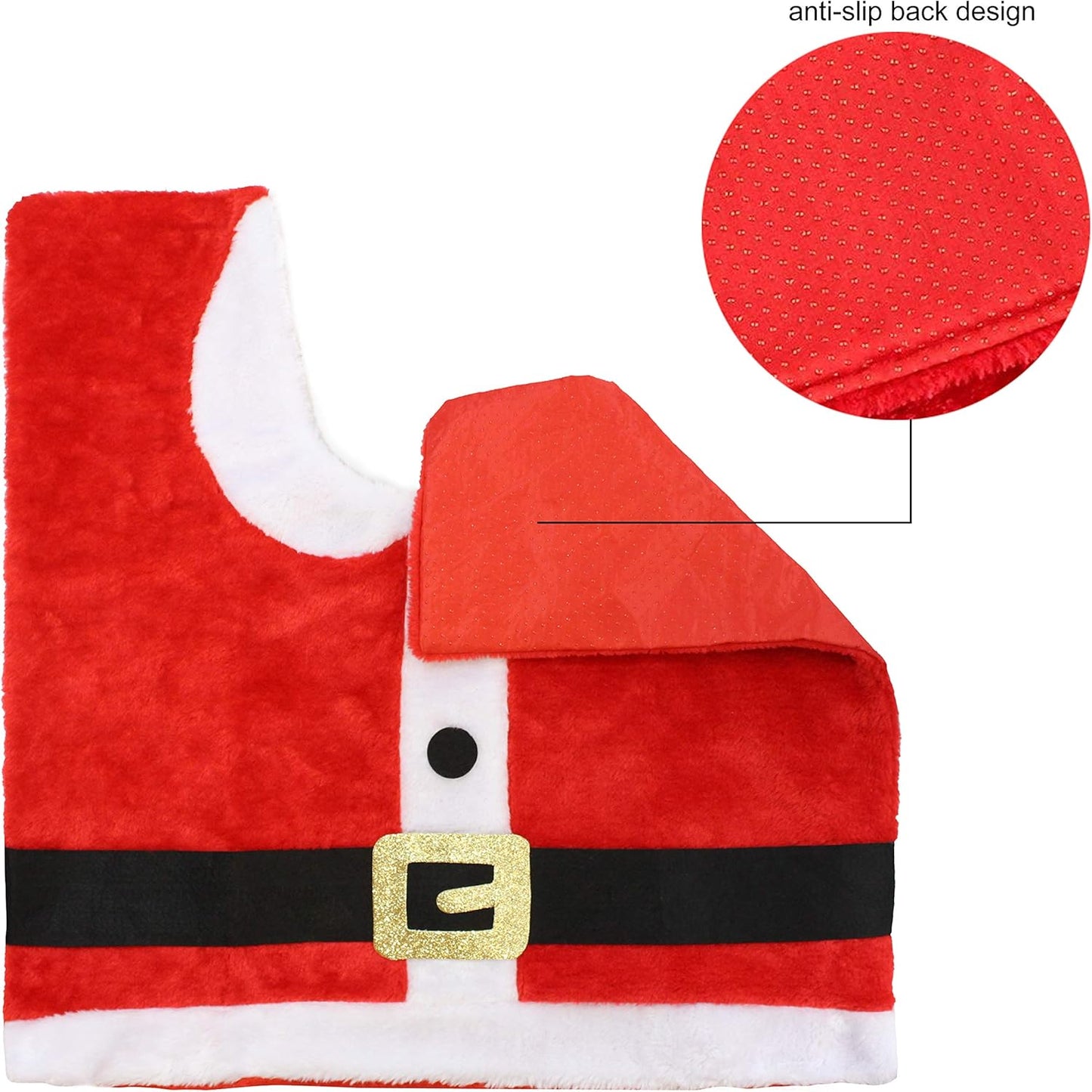 5 Pieces Christmas Theme Bathroom Decoration Set w/Toilet Seat Cover, Rugs, Tank Cover, Toilet Paper Box Cover, Santa