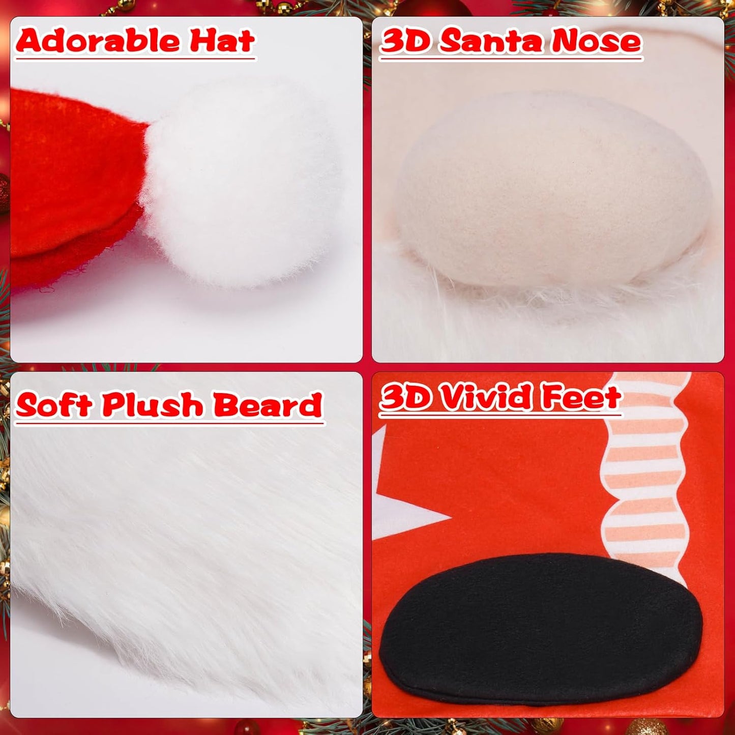 3 PCS Christmas Bathroom Sets Christmas Toilet Seat Cover Decorations, 3D Santa Gnome Toilet Lid Tank Cover Tissue Box