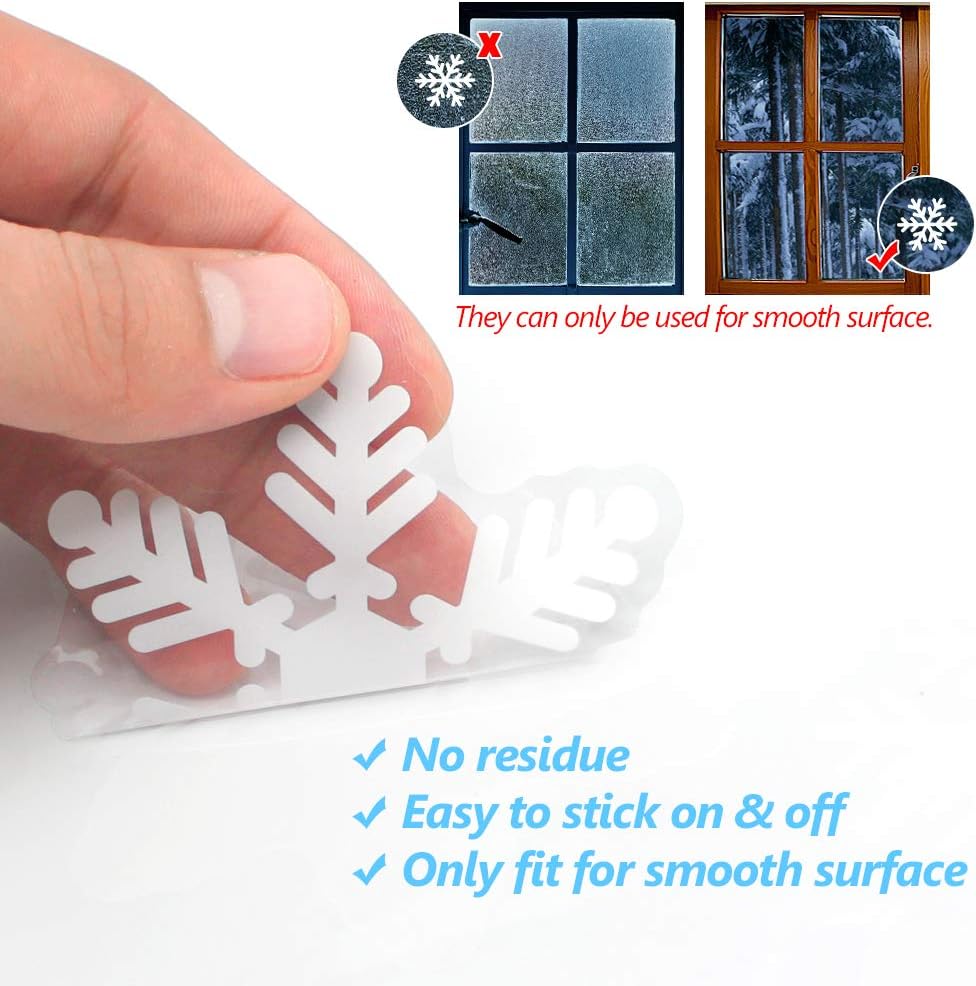 135Pcs Christmas Window Clings Snowflakes Window Decals Static Window Stickers