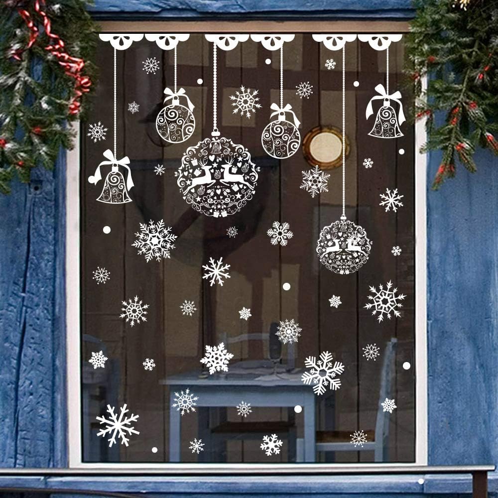 275 Pcs Christmas Window Clings Static Snowflakes Window Clings Decals