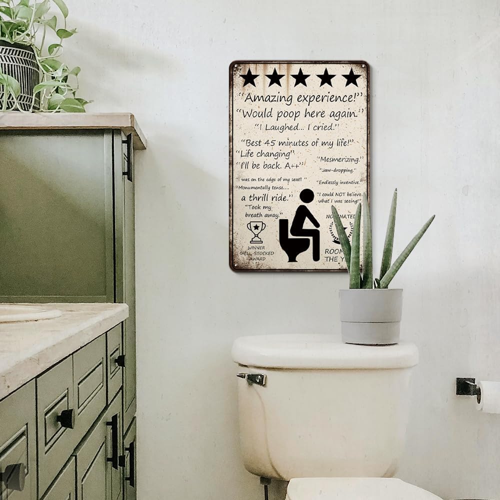 5 Stars Would Poop Here Again Bathroom Sign, Metal Tin Signs Vintage for Bathroom