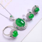 4pcs Set Earrings Ring Pendant Necklace Charm 18K White Gold Plated Jewelry Gifts