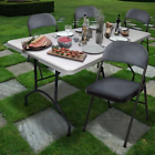 4 pieces Fabric Padded Folding Chair Gray: Metal Frame, Polypropylene